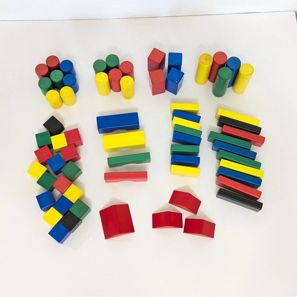 Vtg Discovery Toys Tub O' Blocks Multi-Color 67pc Build Stack Float w/Bucket